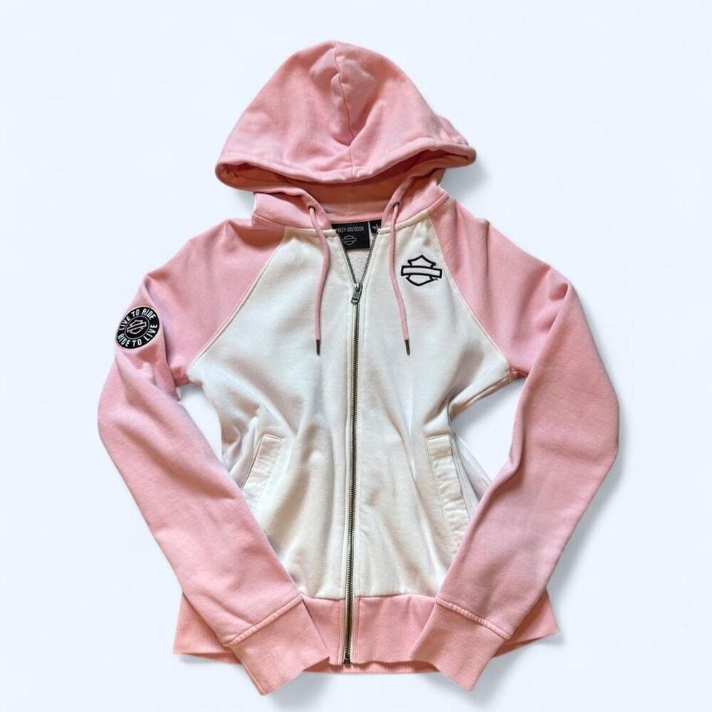 Harley Davidson Women's Pink Zip Up Hoodie